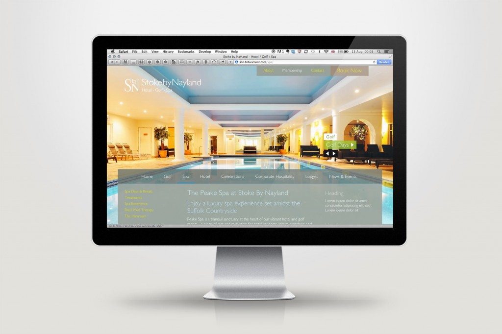 An image of a highly visual hotel website – Tribus Creative, web design for small business